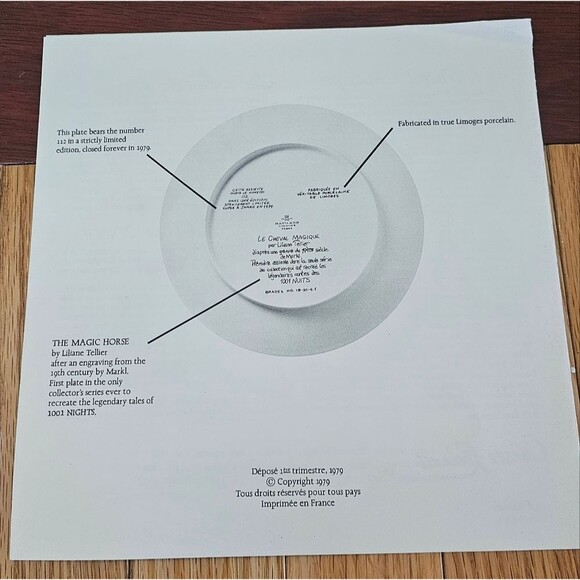 Haviland Limoges The Magic Horse Plate by Liliane Tellier 1979 Box & COA - Picture 7 of 8